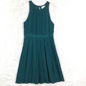 Paper Crown Womens Dress Fit &‎ Flare Sleeveless Teal Pleated Above Knee 6
